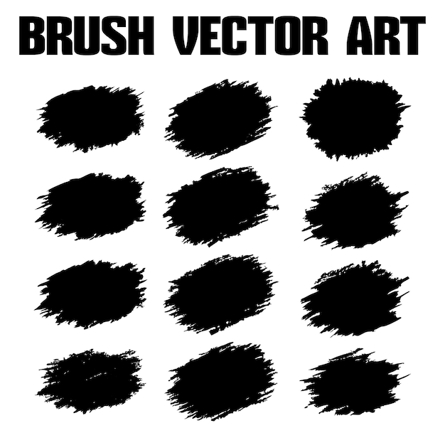 El paquete de textura vectorial de pincel grunge abstracto negro