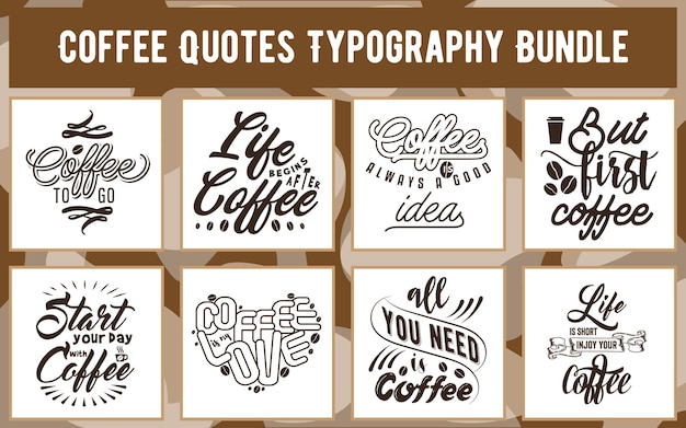 Paquete de tipografía de citas de café para camiseta, taza, tarjeta de regalo, pegatina, póster, diseño relacionado con el café
