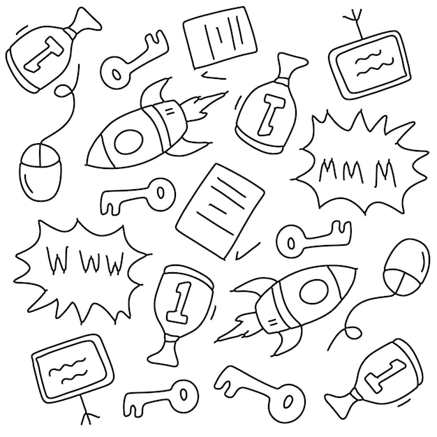 paquete de vector de estilo de doodle de línea de conjunto de educación