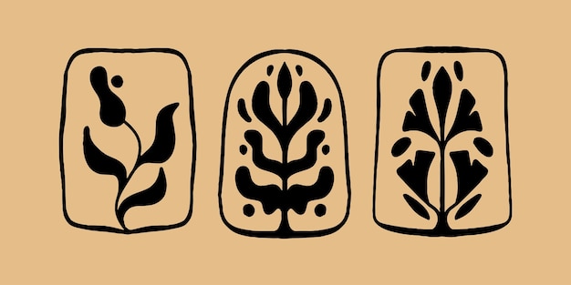 paquete de vector de logotipo floral dibujado a mano