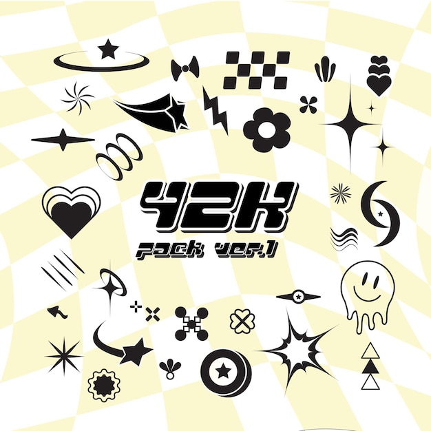 Paquete de vectores de estilo Y2K lindo de moda