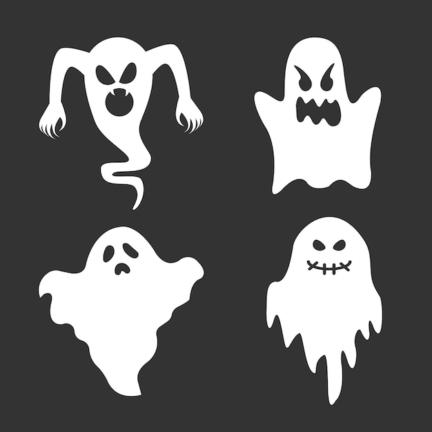 Paquete de vectores de fantasmas de Halloween Descargar ilustraciones divertidas de fantasmas