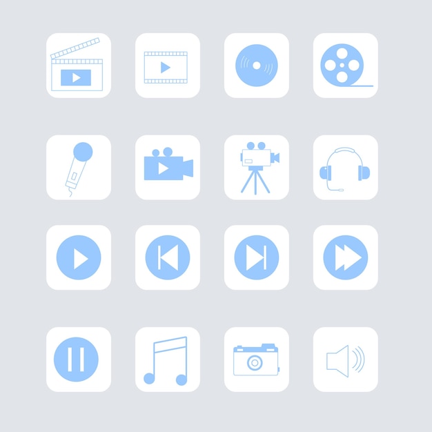 Paquete de vectores gratis de iconos de reproductor multimedia