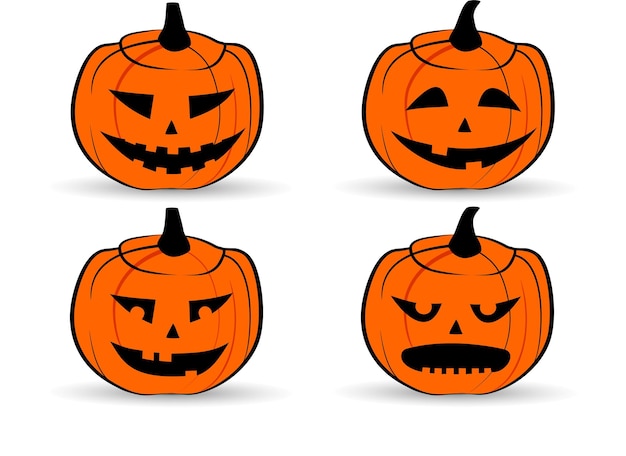 Paquete de vectores de halloween de calabaza con diferentes caras