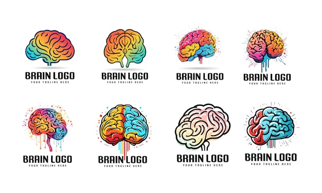 Paquete de vectores de logotipo de cerebro Conjunto de logotipo de cerebro