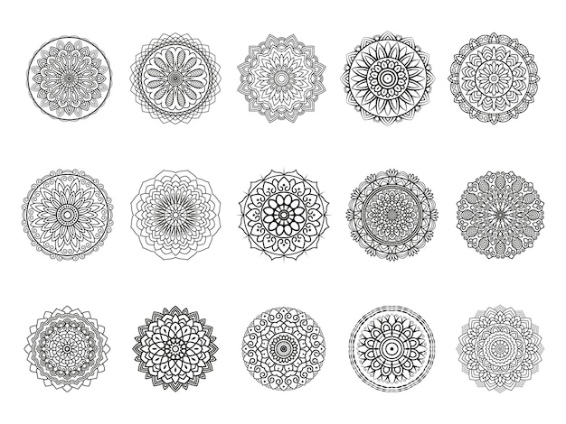 Paquete de vectores de mandala floral adornos de mandala floral vintage