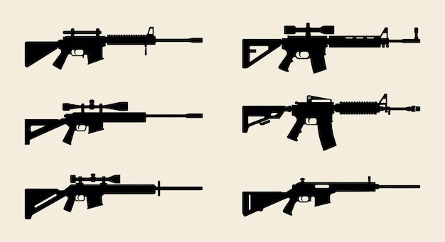 Vector paquete de vectores de rifle moderno