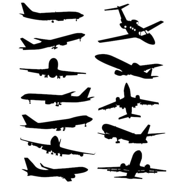 Paquete de vectores de silueta de avión
