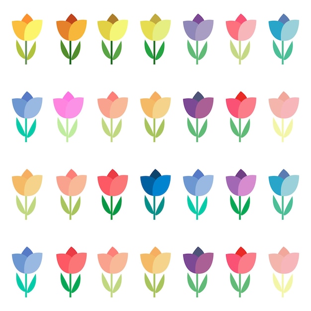 Vector paquete de vectores de tulipanes coloridos