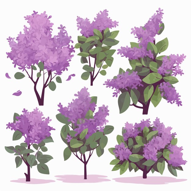 Vector paquete de vectores con una variedad de ilustraciones lilas para un uso versátil
