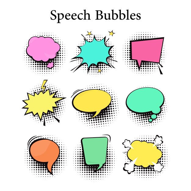Paquete vectorial de burbujas de habla dibujadas a mano