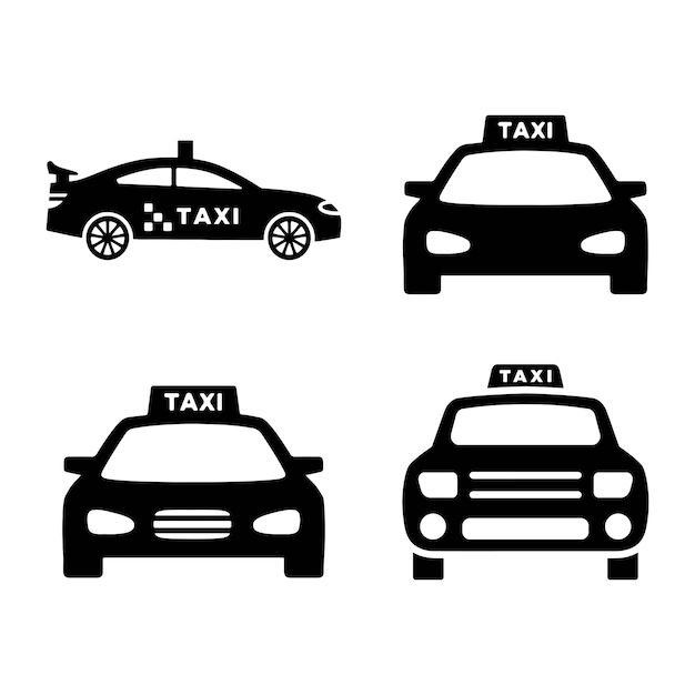 Paquete vectorial estilizado de iconos de taxis para temas urbanos y de transporte