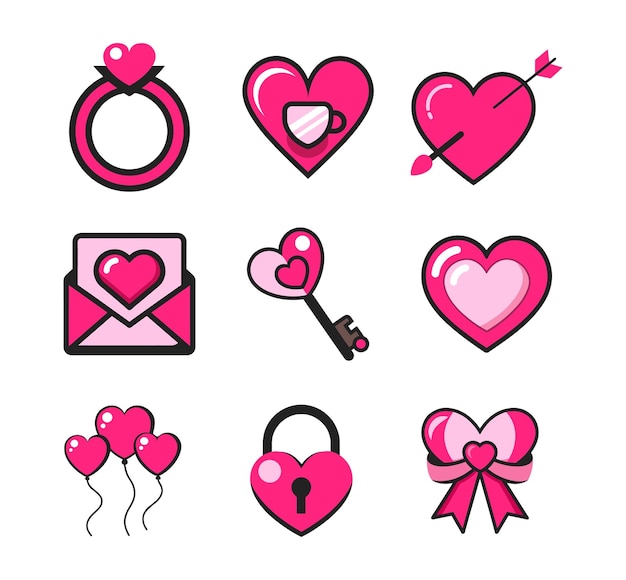 El paquete vectorial de íconos de San Valentín