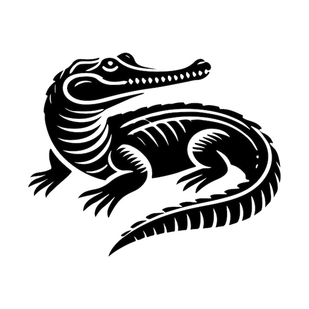 El paquete vectorial de silueta de Gharial es adecuado para el arte digital y los medios impresos