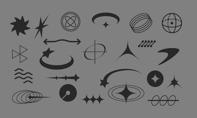 Paquete vectorial de símbolos geométricos abstractos con diseño minimalista