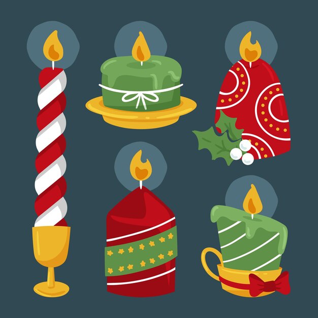 Paquete de velas navideñas dibujadas a mano