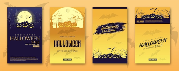 Paquete de venta de halloween con ilustración naranja.