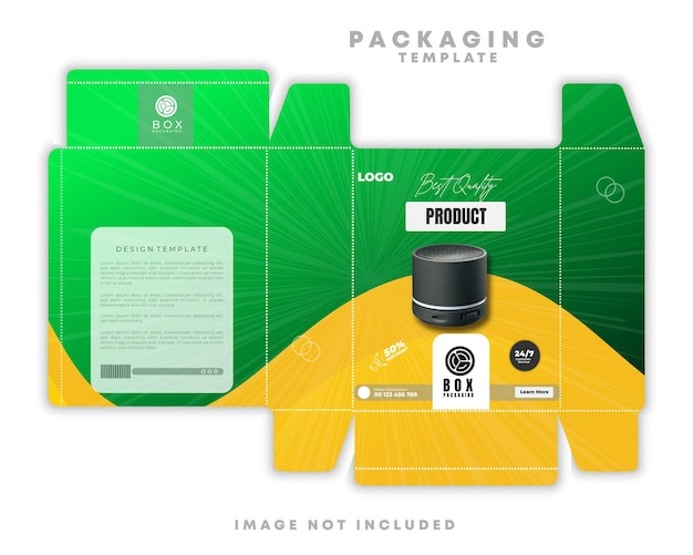 un paquete verde y amarillo que dice "producto de viaje"
