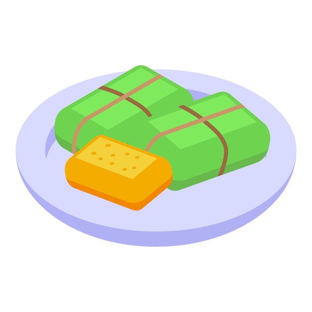 Paquete verde icono de comida vector isométrico plato brasileño merienda culinaria