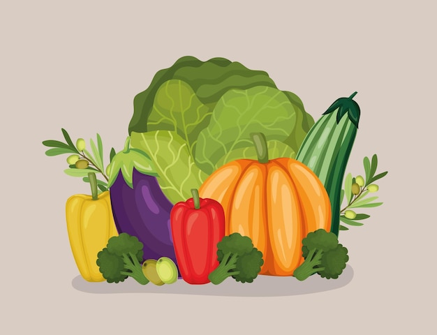 Vector paquete de verduras saludables