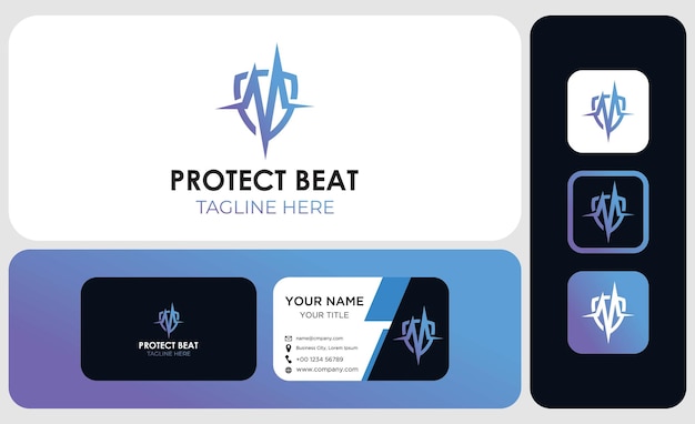 Vector paquetes de logotipos y plantillas de tarjetas de presentación shield security cardiogram health heart beat logo