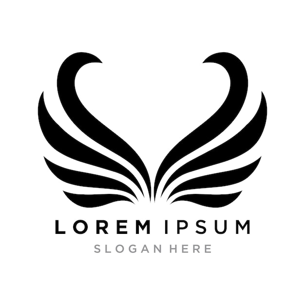 Un par de alas estilizadas en un diseño de logotipo en blanco y negro