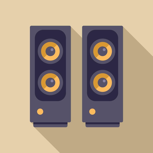 Un par de altavoces de audio que tocan música con una sombra larga