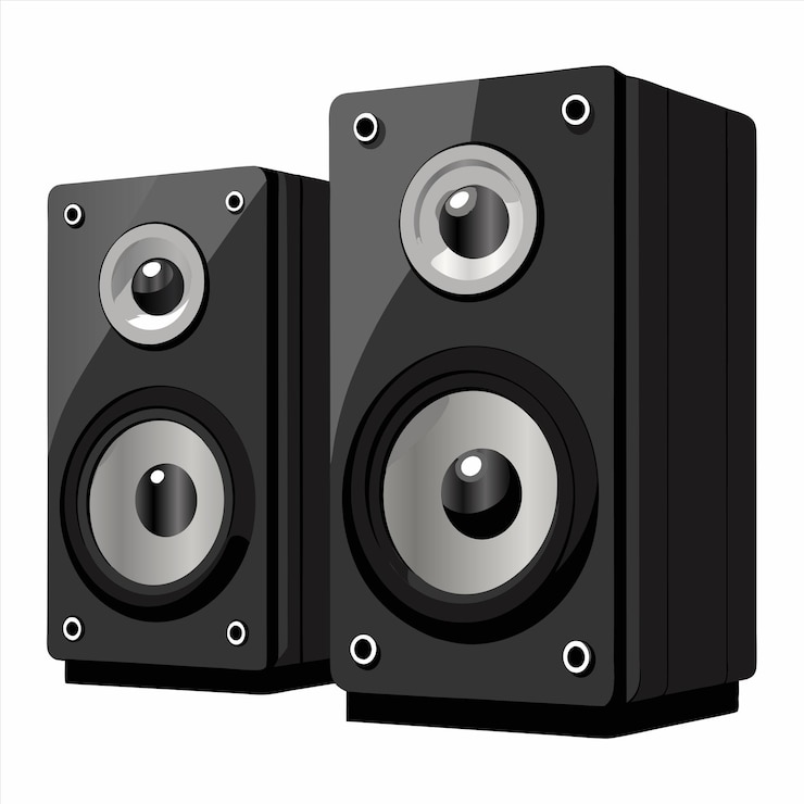 Vector un par de altavoces con ojos en ellos que son en blanco y negro