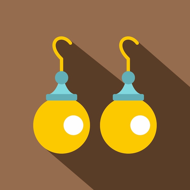 Par de aretes con icono de perlas Ilustración plana de par de aretes con icono de vector de perlas para web aislado sobre fondo de café
