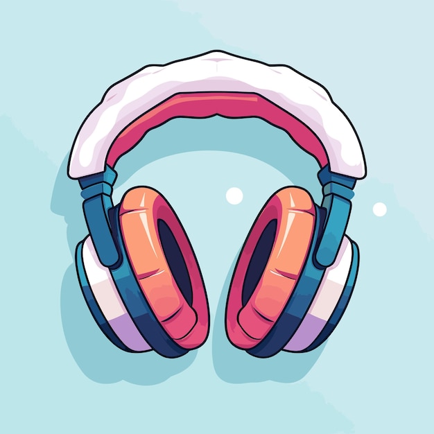 Vector un par de auriculares con una banda rosa y azul.