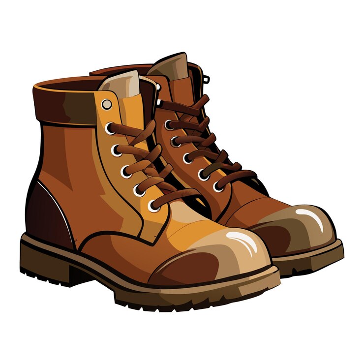 Vector un par de botas de cuero marrón