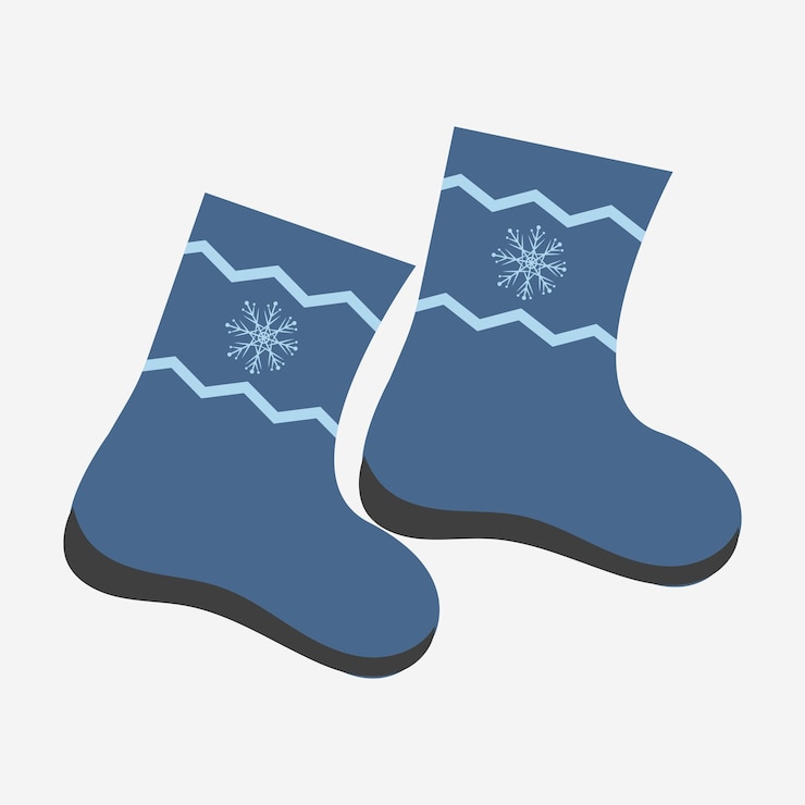 Vector un par de botas de invierno azules con adornos y copos de nieve botas ugg botas de fieltro botas de invierno y