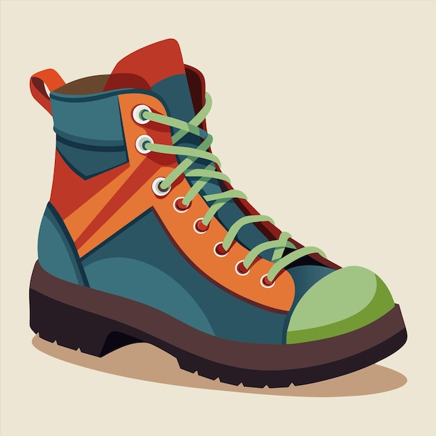 un par de botas de senderismo con una banda de colores en la parte inferior