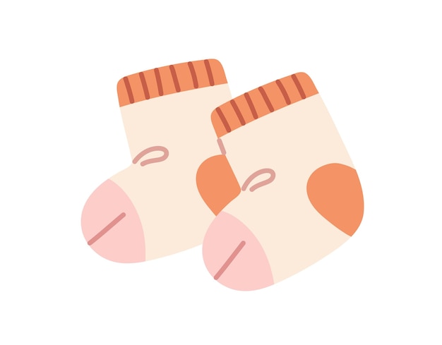 Un par de calcetines cálidos para bebés Icon cómico para niños medias para recién nacidos bebés medias para niños y niñas Ropa para niños Ilustración vectorial aislada plana sobre fondo blanco