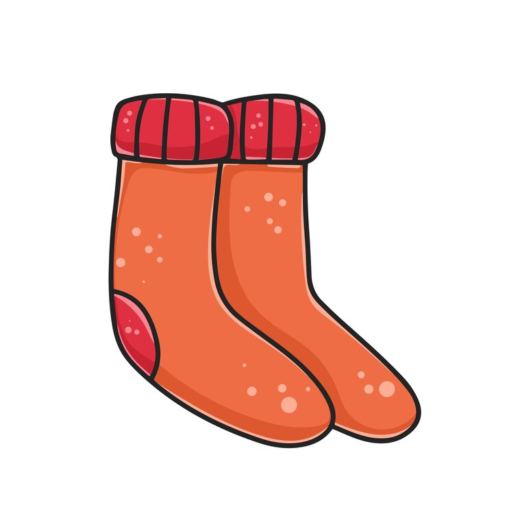 Vector par de calcetines de lana de punto dibujos animados clipart cálidos calcetines coloridos aislados ilustración vectorial
