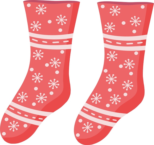 Un par de calcetines rojos de punto con un patrón Colección de calcetinos ilustración de invierno Un conjunto