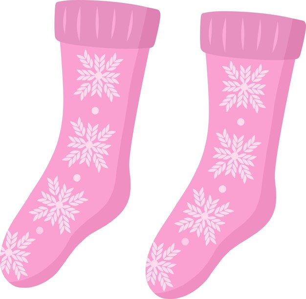 Un par de calcetines rosados tejidos con un patrón Colección de calcetinos de invierno Ilustración Un conjunto de fash