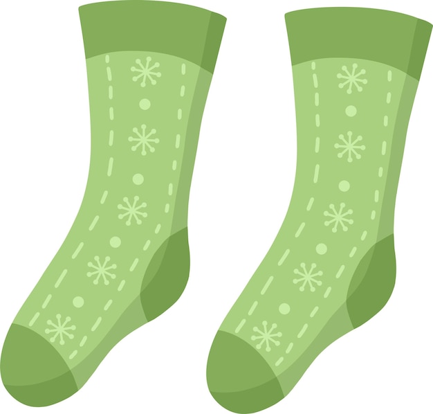 Un par de calcetines verdes tejidos con un patrón Colección de calcetinos ilustración de invierno Un conjunto