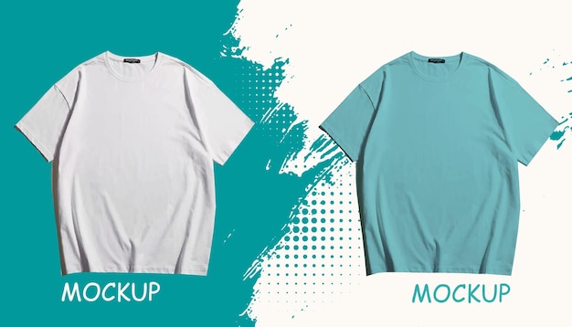 un par de camisetas en blanco y un diseño de maqueta de color en pasta