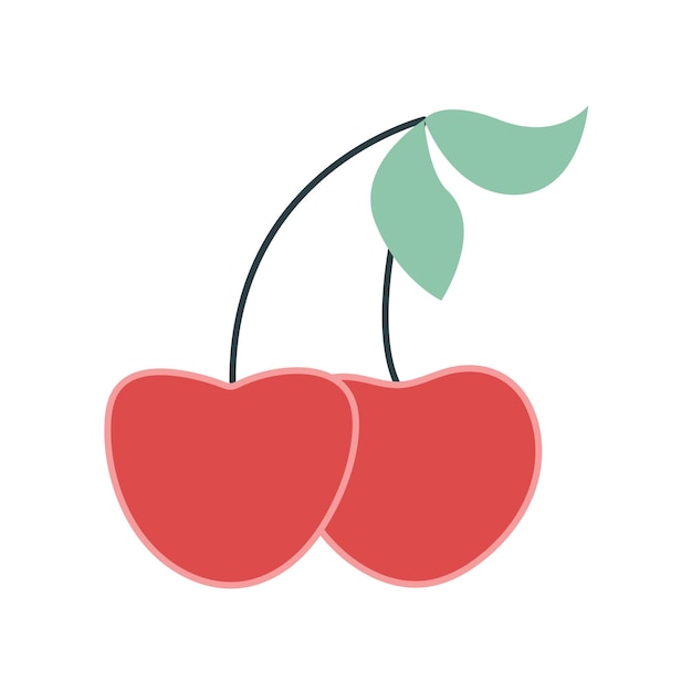 Un par de cerezas en la rama con hojas clip art