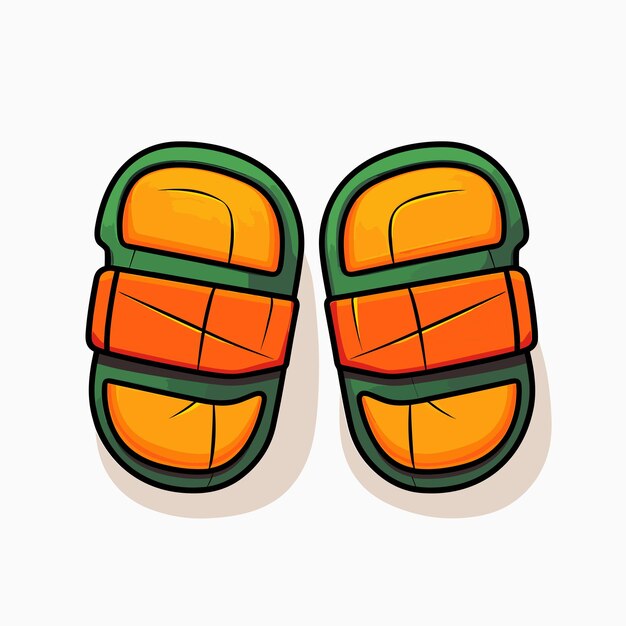 Vector un par de chanclas con ribete naranja y verde.