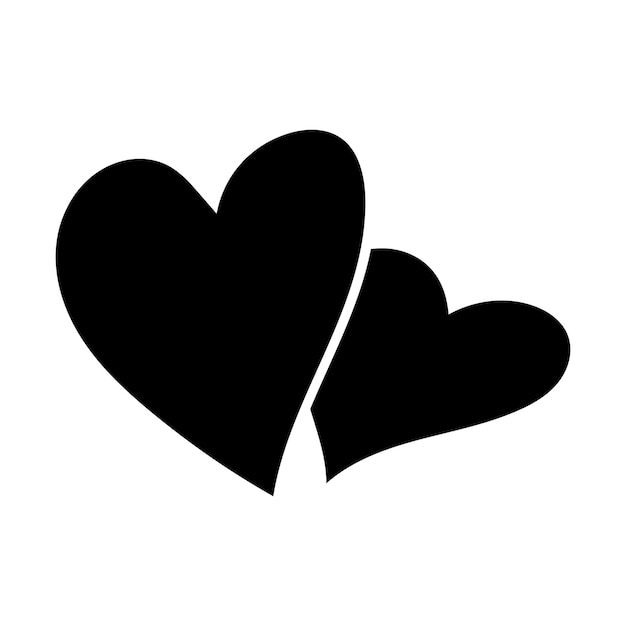 Un par de corazones en negro Ilustración de garabateo vectorial Sticker de impresión de moda de un solo elemento Sublimación del emblema