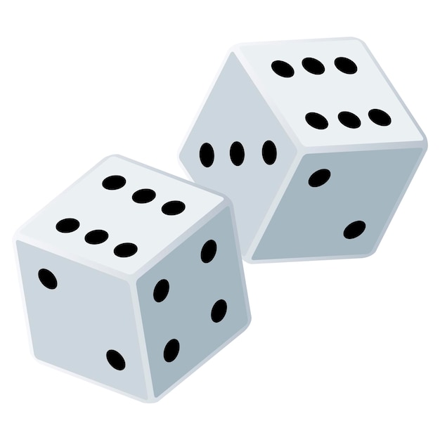 Par de dados blancos para jugar o icono vectorial de juego para aplicaciones y sitios web de casinos