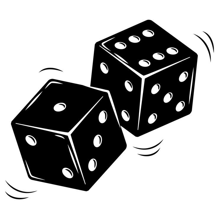 Vector par de dados negros para jugar o icono vectorial de juego para aplicaciones y sitios web de casinos
