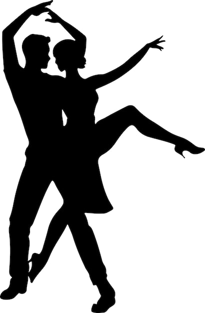Un par de danzas vectorial silueta vectorial fondo blanco sólido