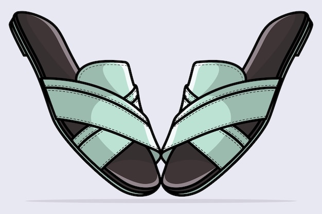 Par de diseñadores modernos para damas, zapatillas, ilustración vectorial, objetos de moda de belleza, concepto de icono.