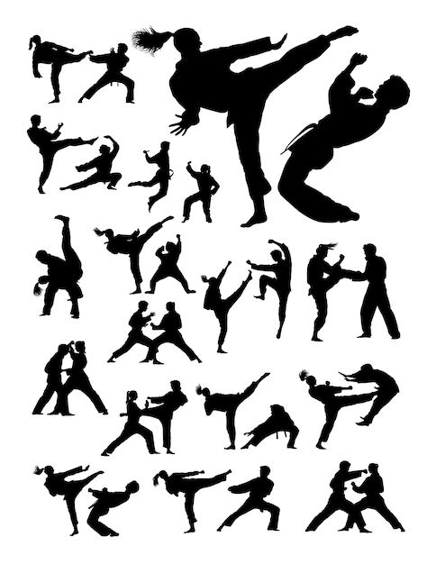 Vector par ejercer silueta de karate