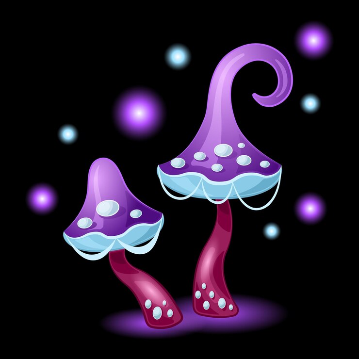 Vector par fantasía setas dibujos animados aislado fondo negro