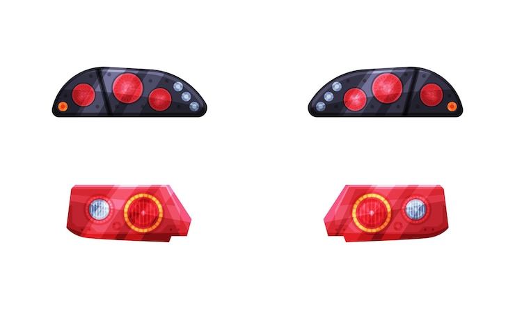 Vector par de faros o faros como lámpara montados en la parte delantera del vehículo para la iluminación del vector de la carretera