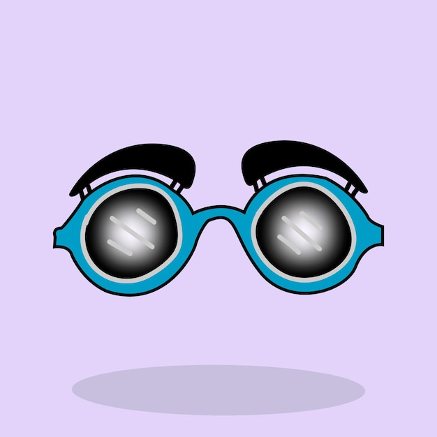 Un par de gafas de sol azules con lentes negros y un marco negro con la palabra gafas de sol